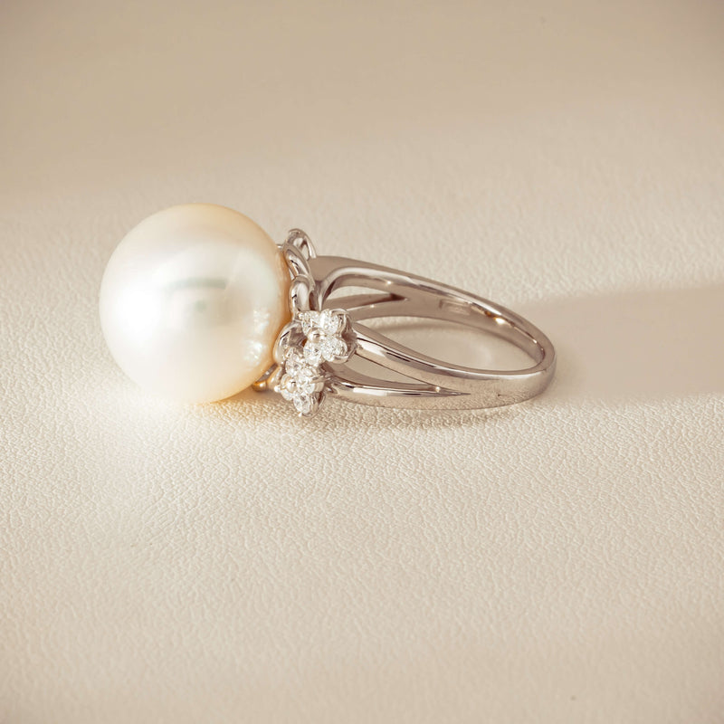 Deja Vu Platinum 15.1mm South Sea Pearl & Diamond Ring