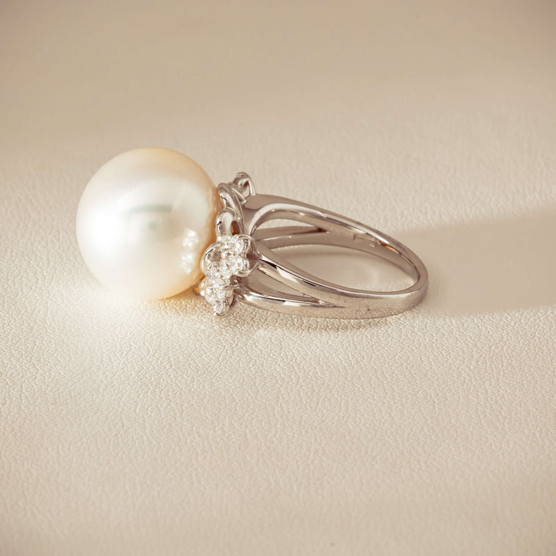 Deja Vu Platinum 15.1mm South Sea Pearl & Diamond Ring