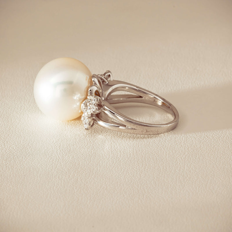 Deja Vu Platinum 15.1mm South Sea Pearl & Diamond Ring