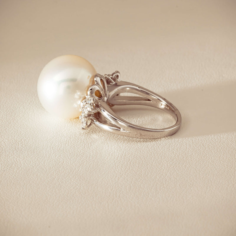 Deja Vu Platinum 15.1mm South Sea Pearl & Diamond Ring