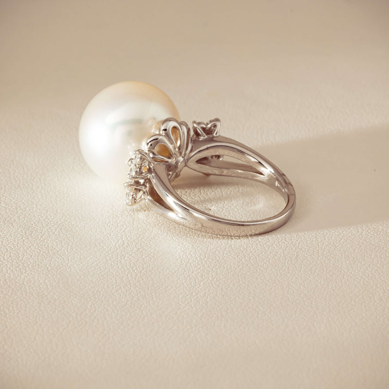 Deja Vu Platinum 15.1mm South Sea Pearl & Diamond Ring