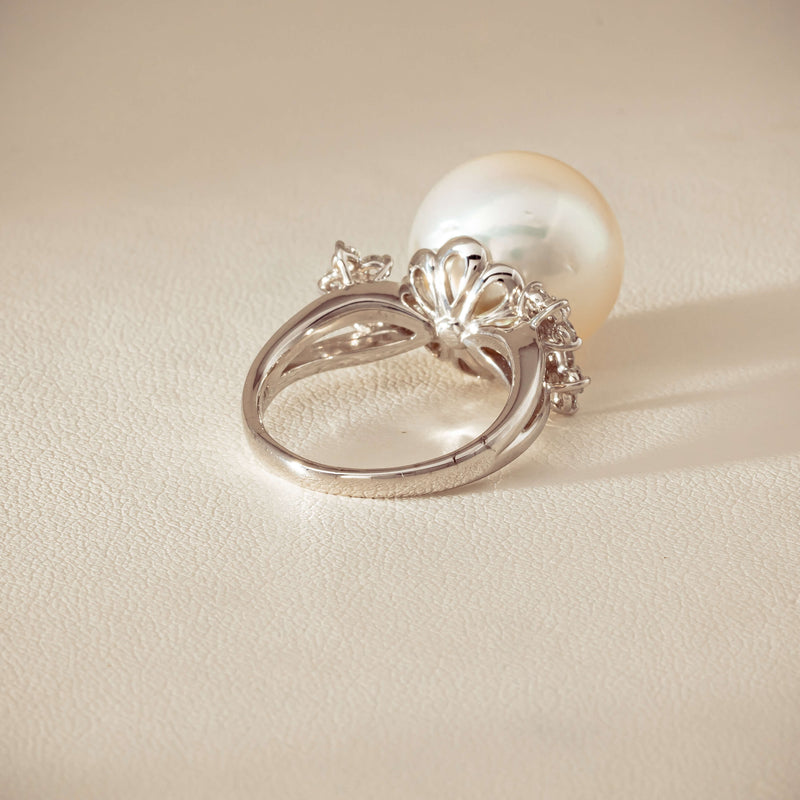 Deja Vu Platinum 15.1mm South Sea Pearl & Diamond Ring