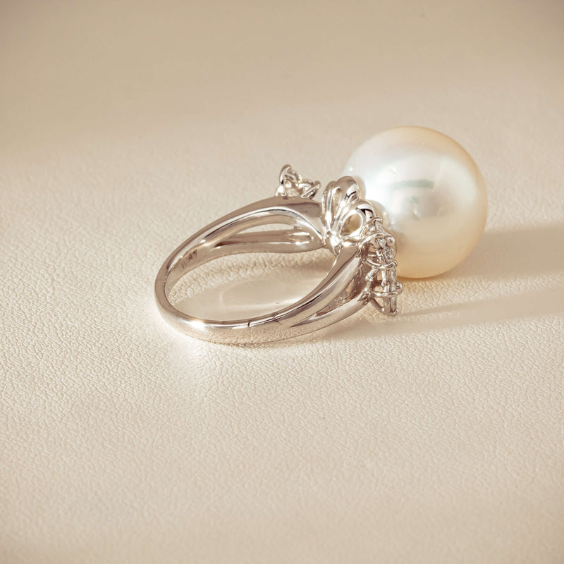 Deja Vu Platinum 15.1mm South Sea Pearl & Diamond Ring