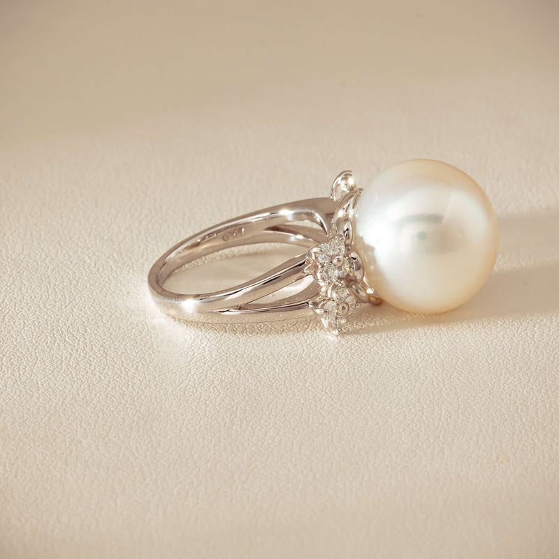 Deja Vu Platinum 15.1mm South Sea Pearl & Diamond Ring