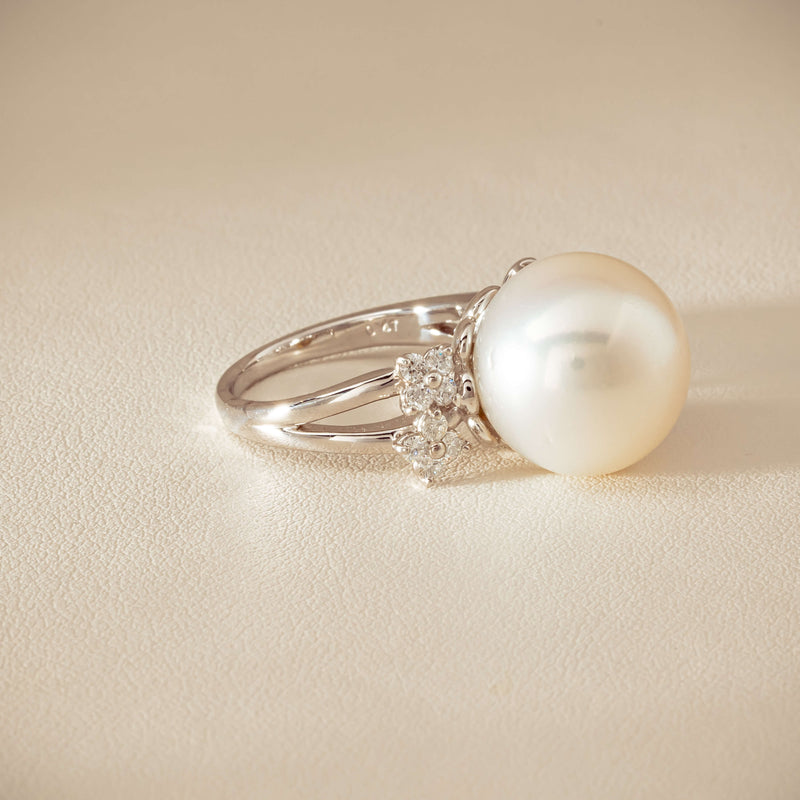Deja Vu Platinum 15.1mm South Sea Pearl & Diamond Ring