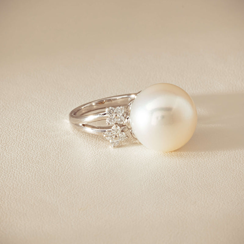 Deja Vu Platinum 15.1mm South Sea Pearl & Diamond Ring