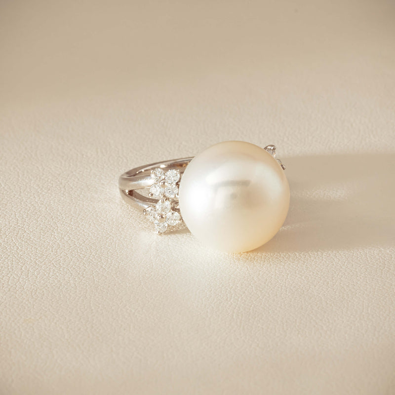 Deja Vu Platinum 15.1mm South Sea Pearl & Diamond Ring