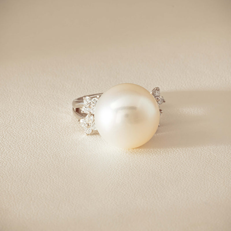 Deja Vu Platinum 15.1mm South Sea Pearl & Diamond Ring