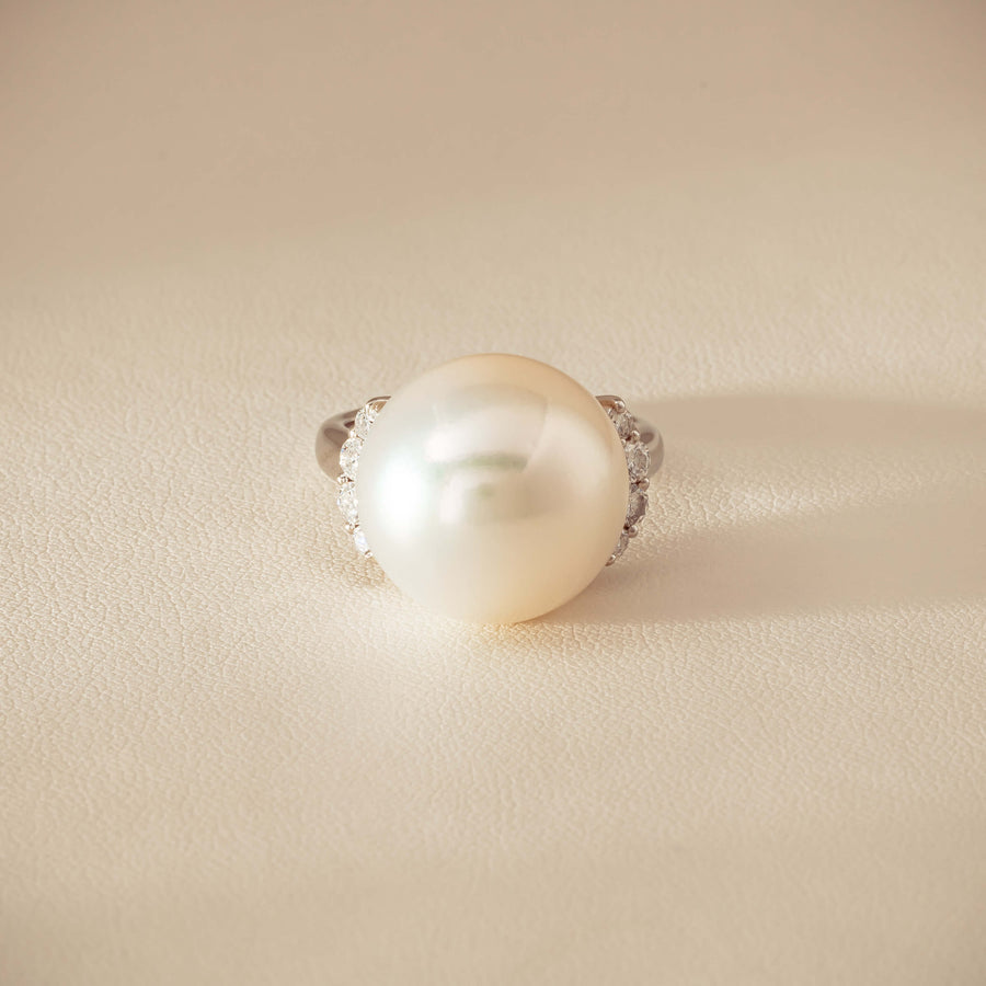 Deja Vu Platinum 16.7mm South Sea Pearl & Diamond Ring