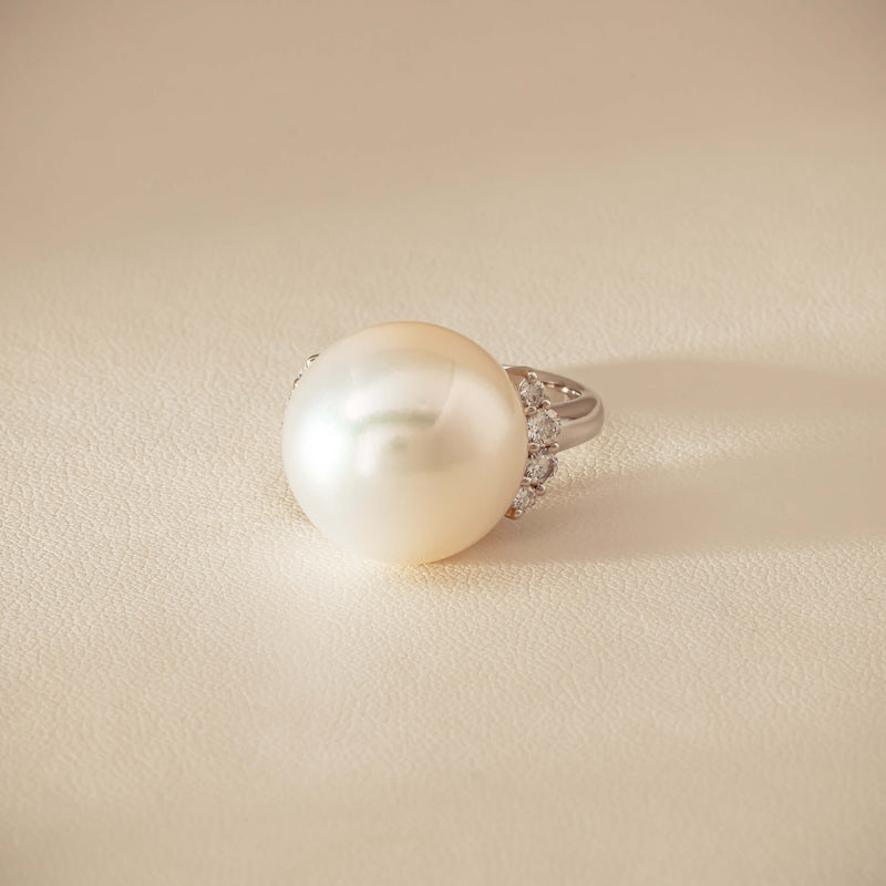 Deja Vu Platinum 16.7mm South Sea Pearl & Diamond Ring