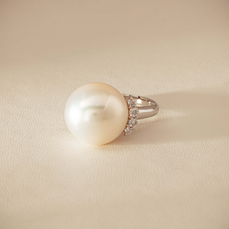 Deja Vu Platinum 16.7mm South Sea Pearl & Diamond Ring