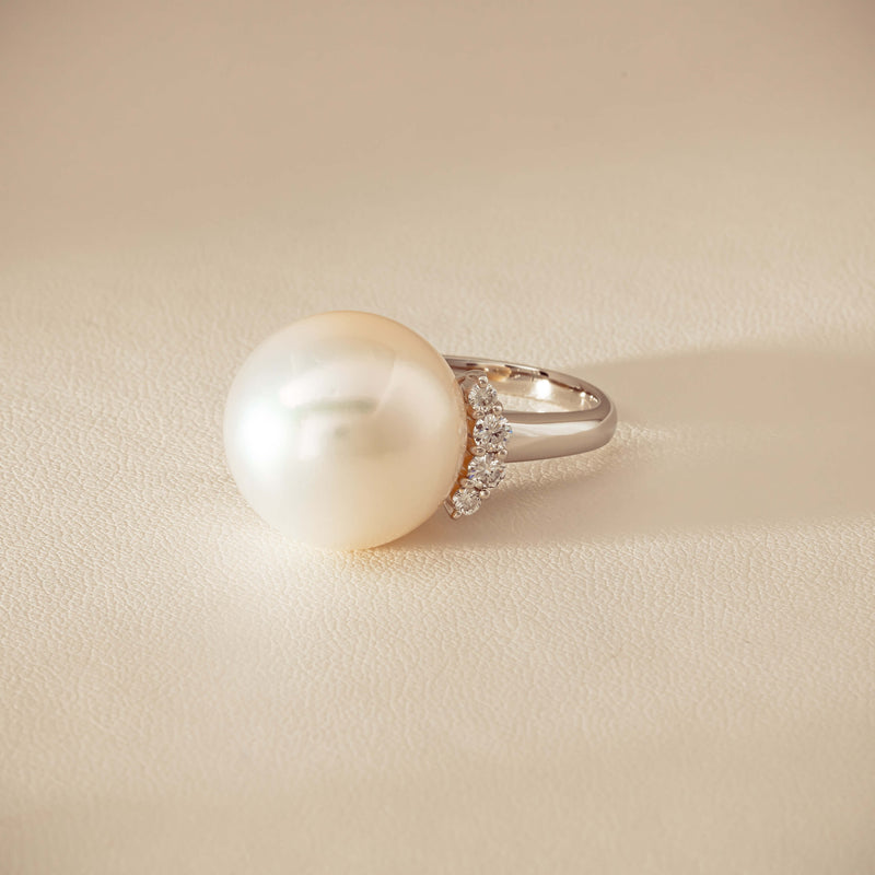 Deja Vu Platinum 16.7mm South Sea Pearl & Diamond Ring