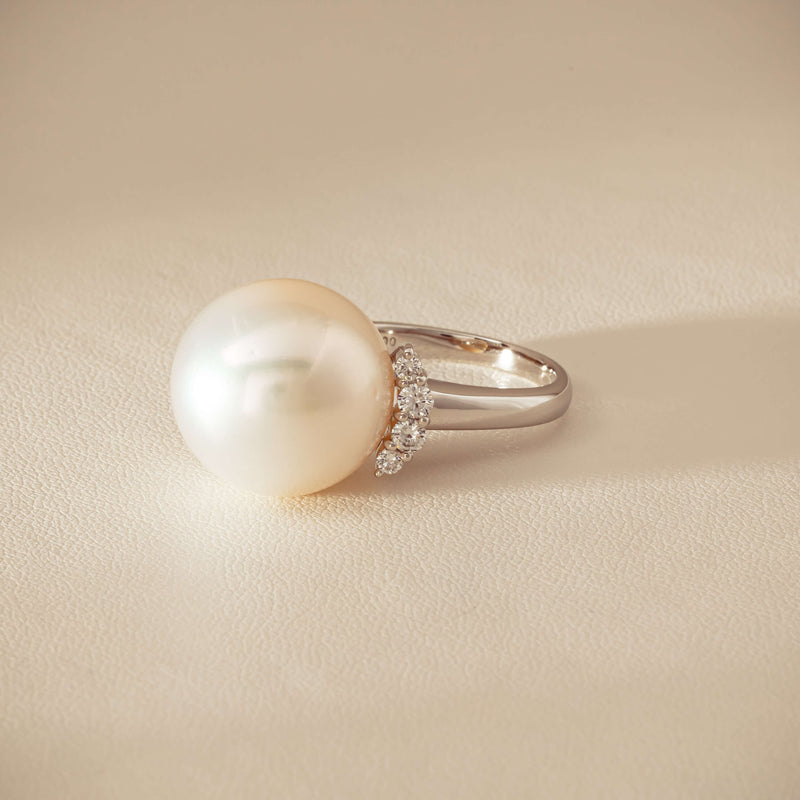 Deja Vu Platinum 16.7mm South Sea Pearl & Diamond Ring