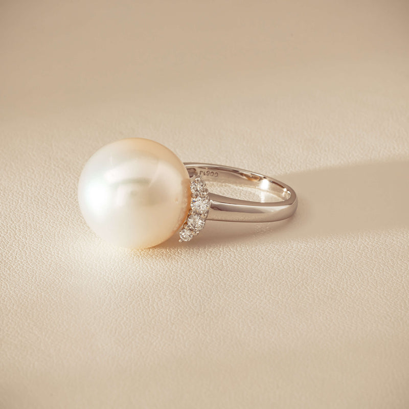 Deja Vu Platinum 16.7mm South Sea Pearl & Diamond Ring