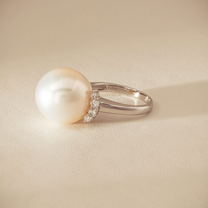 Deja Vu Platinum 16.7mm South Sea Pearl & Diamond Ring