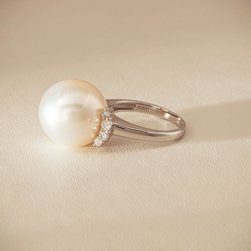 Deja Vu Platinum 16.7mm South Sea Pearl & Diamond Ring