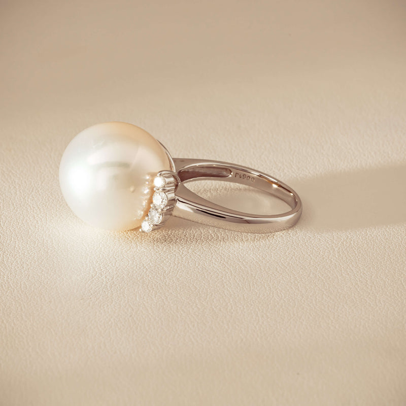 Deja Vu Platinum 16.7mm South Sea Pearl & Diamond Ring