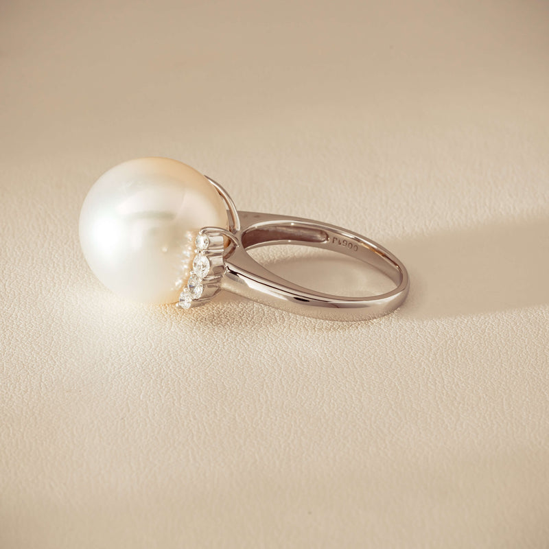 Deja Vu Platinum 16.7mm South Sea Pearl & Diamond Ring