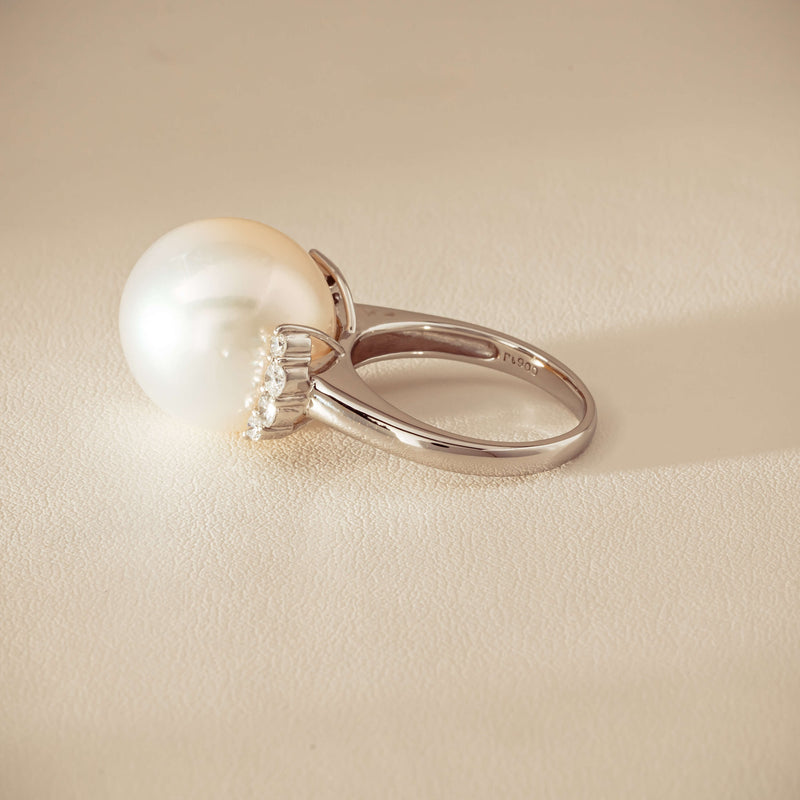 Deja Vu Platinum 16.7mm South Sea Pearl & Diamond Ring