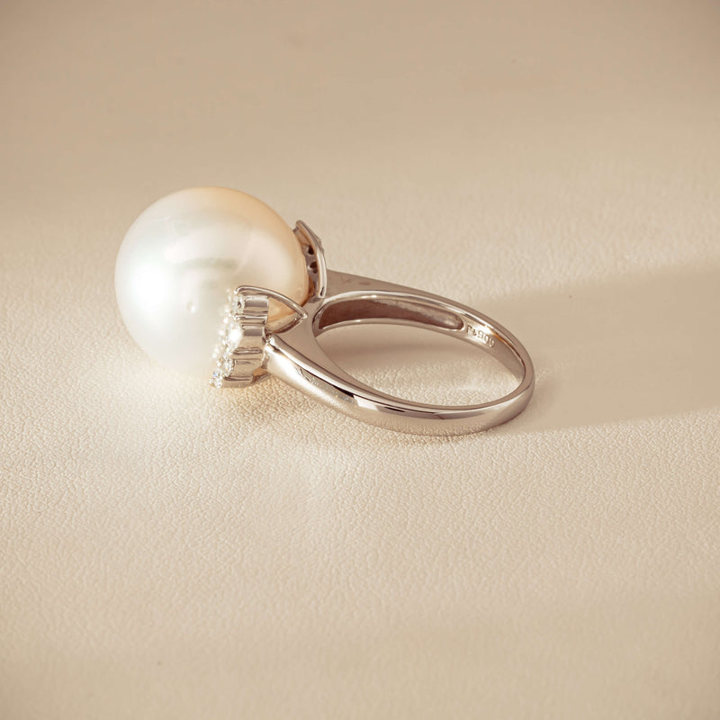 Deja Vu Platinum 16.7mm South Sea Pearl & Diamond Ring