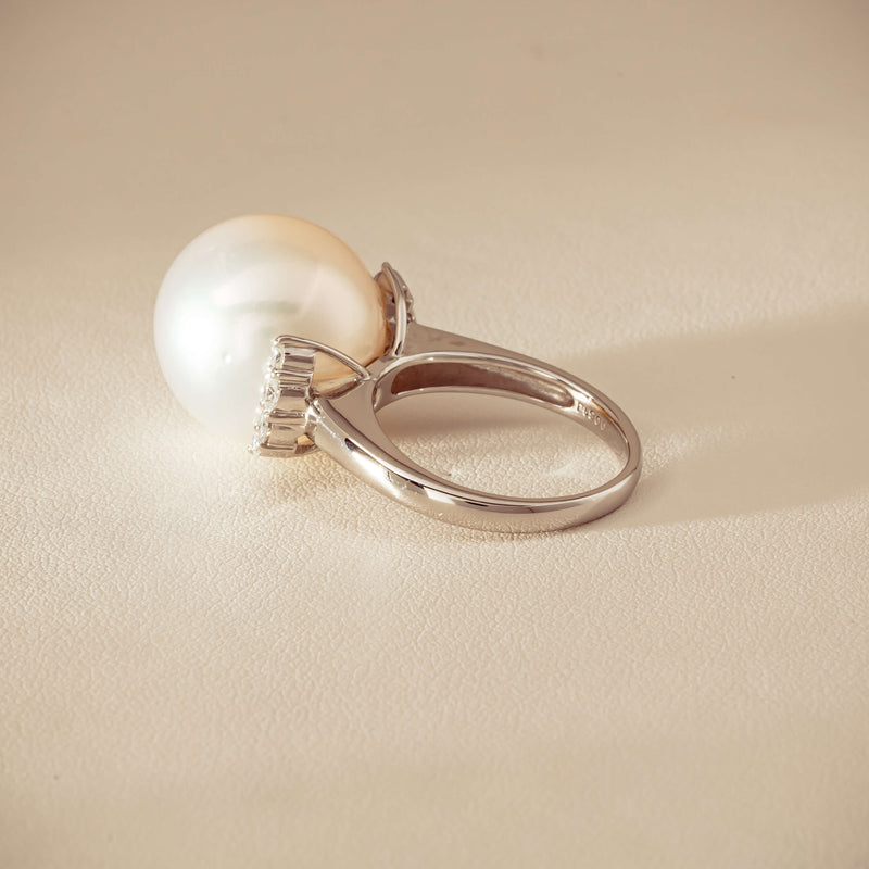 Deja Vu Platinum 16.7mm South Sea Pearl & Diamond Ring
