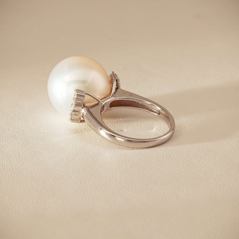 Deja Vu Platinum 16.7mm South Sea Pearl & Diamond Ring
