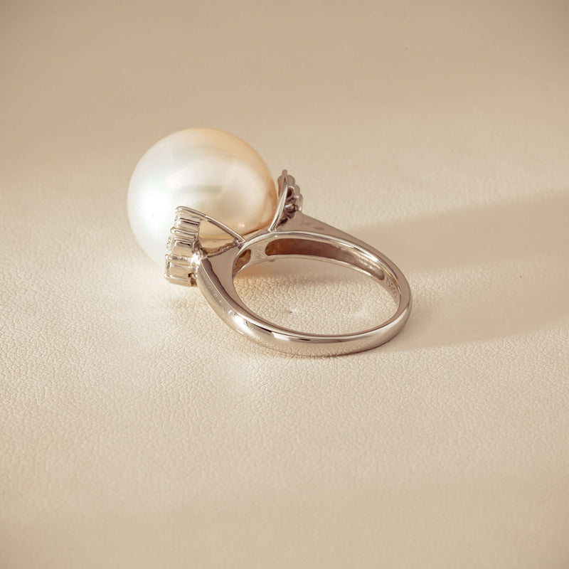 Deja Vu Platinum 16.7mm South Sea Pearl & Diamond Ring