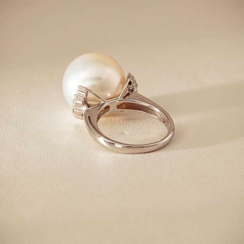 Deja Vu Platinum 16.7mm South Sea Pearl & Diamond Ring