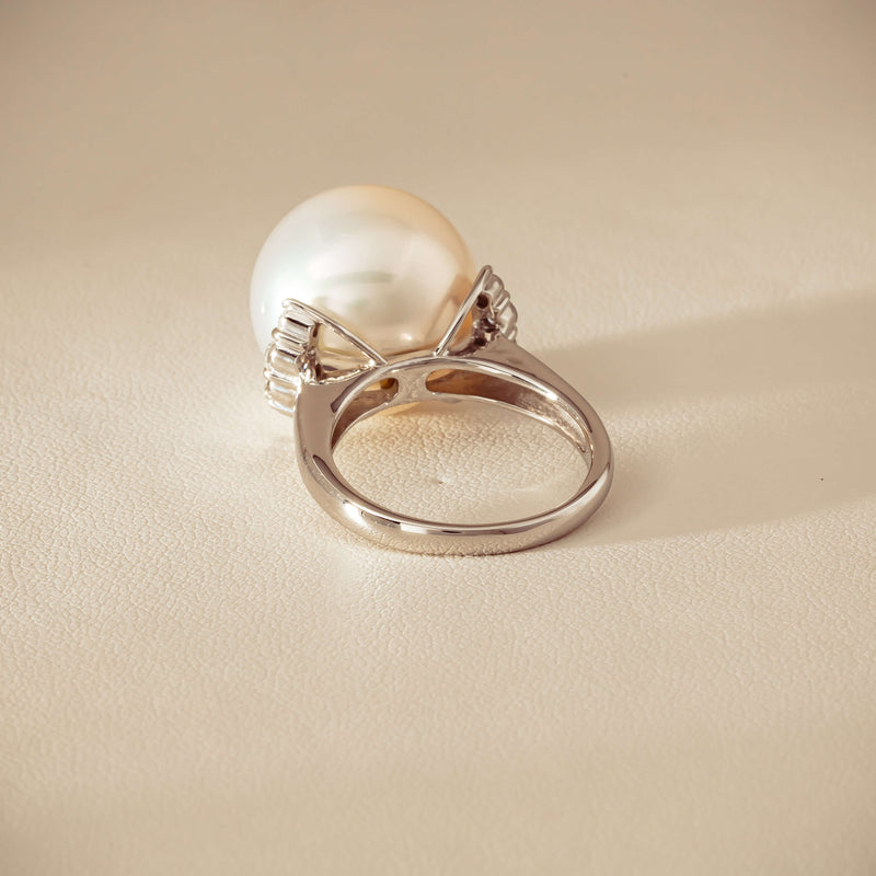 Deja Vu Platinum 16.7mm South Sea Pearl & Diamond Ring