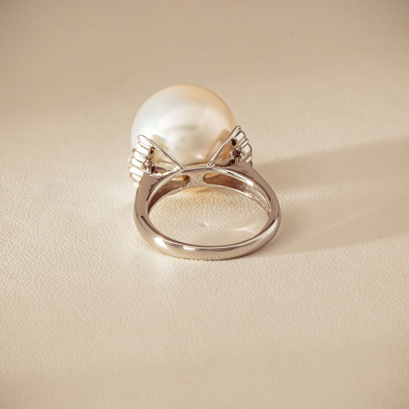 Deja Vu Platinum 16.7mm South Sea Pearl & Diamond Ring