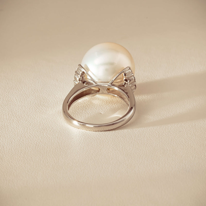 Deja Vu Platinum 16.7mm South Sea Pearl & Diamond Ring