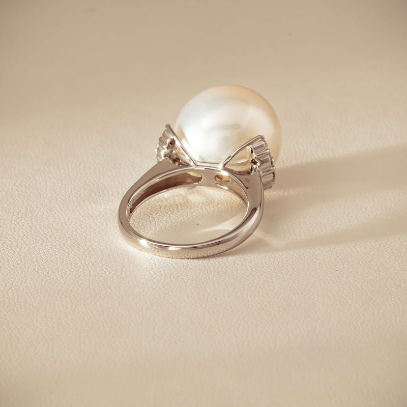 Deja Vu Platinum 16.7mm South Sea Pearl & Diamond Ring