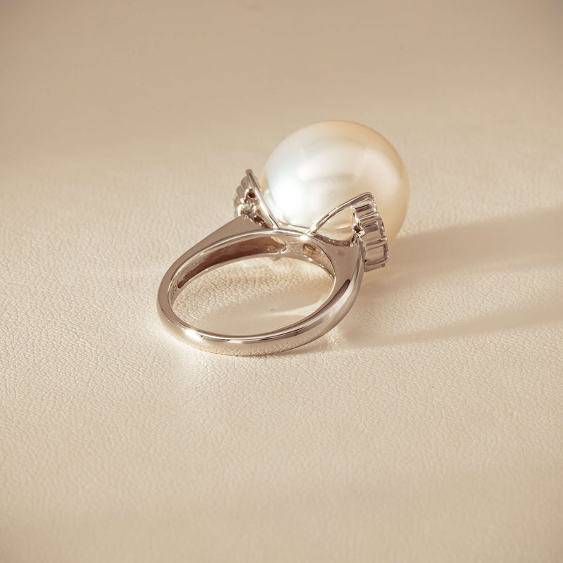 Deja Vu Platinum 16.7mm South Sea Pearl & Diamond Ring