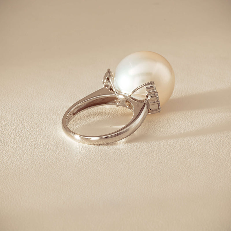 Deja Vu Platinum 16.7mm South Sea Pearl & Diamond Ring