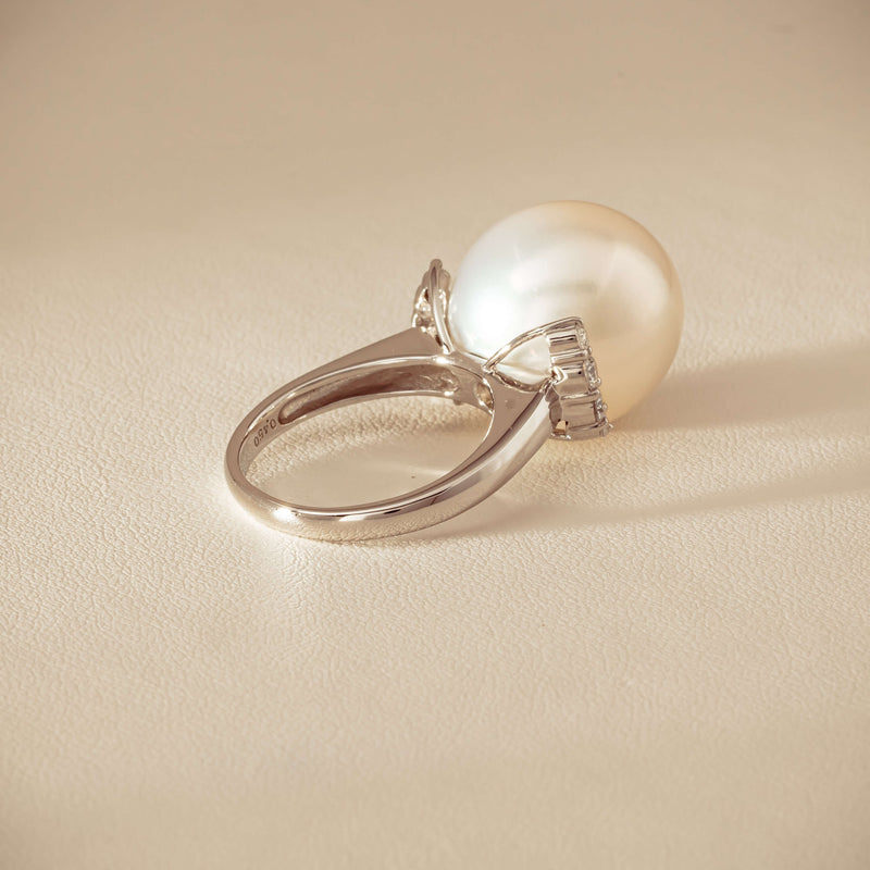 Deja Vu Platinum 16.7mm South Sea Pearl & Diamond Ring