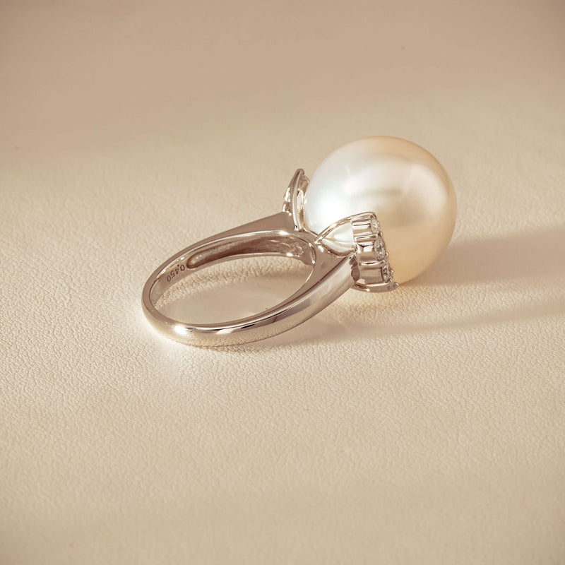 Deja Vu Platinum 16.7mm South Sea Pearl & Diamond Ring