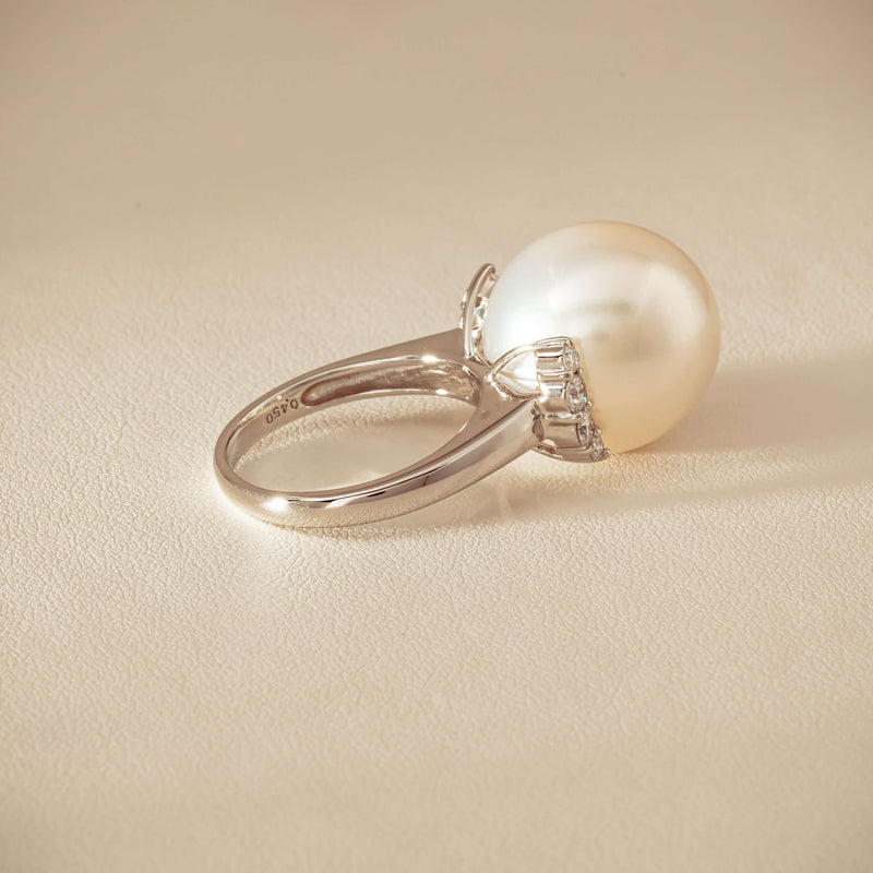 Deja Vu Platinum 16.7mm South Sea Pearl & Diamond Ring
