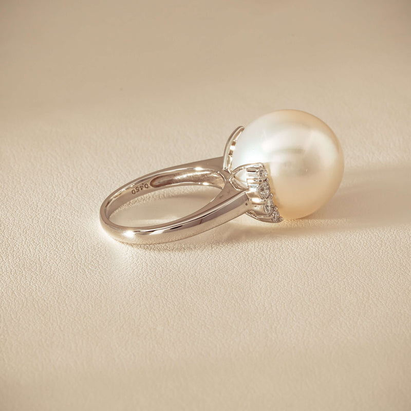Deja Vu Platinum 16.7mm South Sea Pearl & Diamond Ring