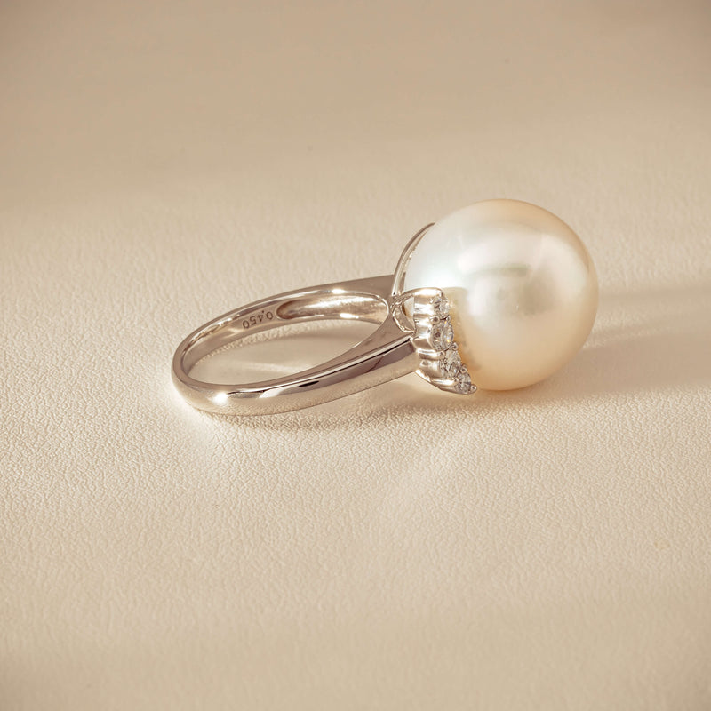 Deja Vu Platinum 16.7mm South Sea Pearl & Diamond Ring