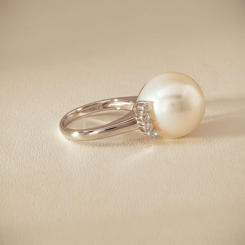 Deja Vu Platinum 16.7mm South Sea Pearl & Diamond Ring
