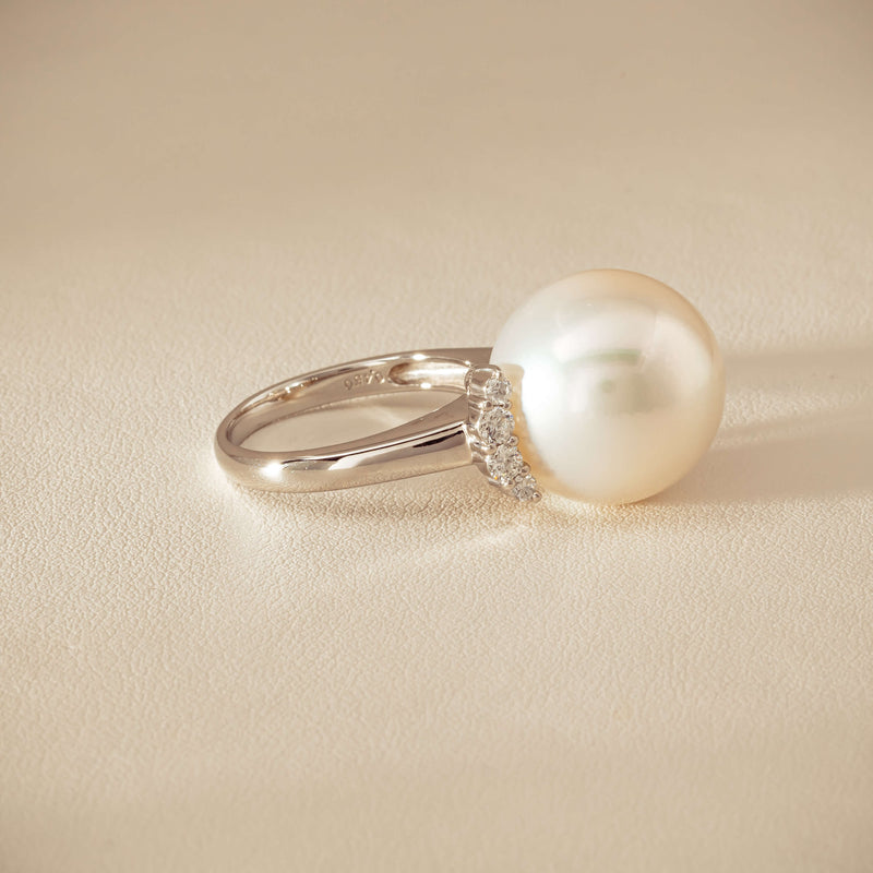 Deja Vu Platinum 16.7mm South Sea Pearl & Diamond Ring
