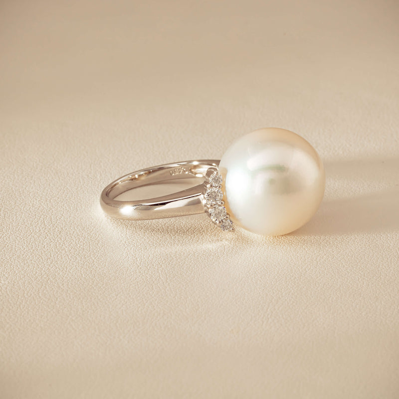 Deja Vu Platinum 16.7mm South Sea Pearl & Diamond Ring