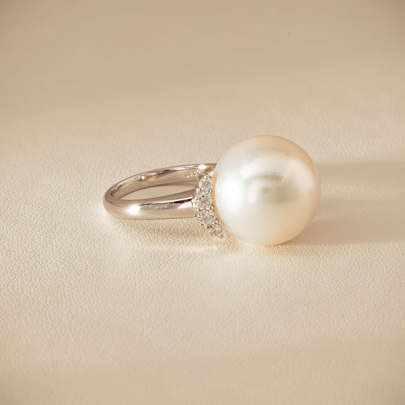 Deja Vu Platinum 16.7mm South Sea Pearl & Diamond Ring