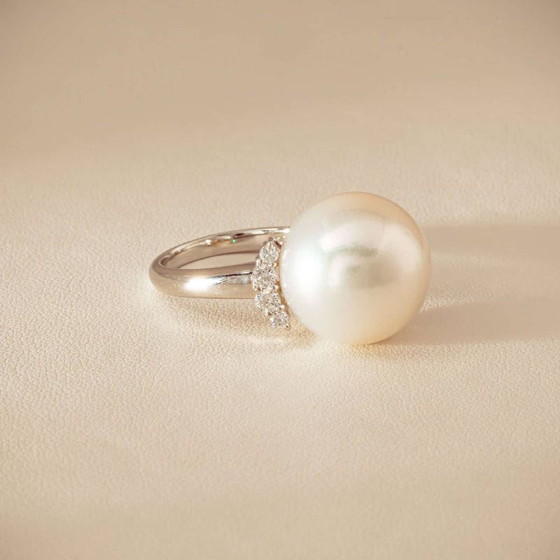 Deja Vu Platinum 16.7mm South Sea Pearl & Diamond Ring