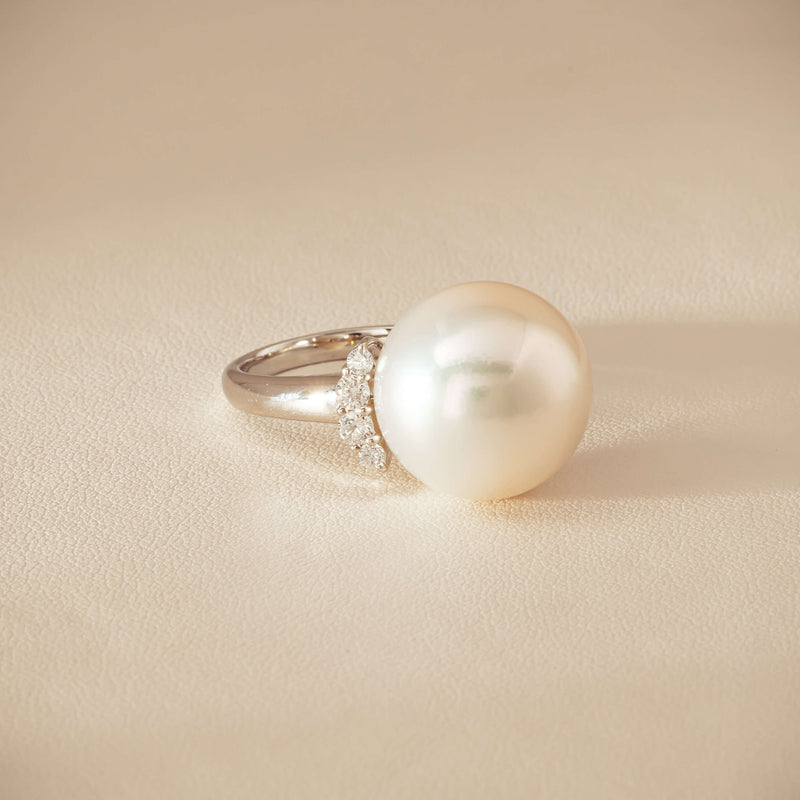 Deja Vu Platinum 16.7mm South Sea Pearl & Diamond Ring