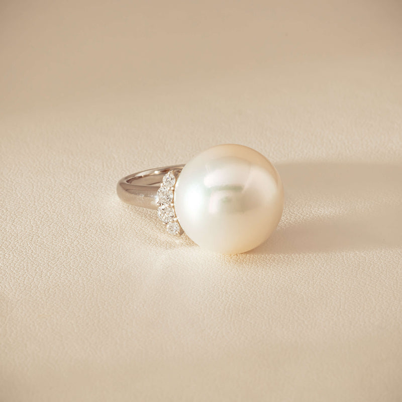 Deja Vu Platinum 16.7mm South Sea Pearl & Diamond Ring