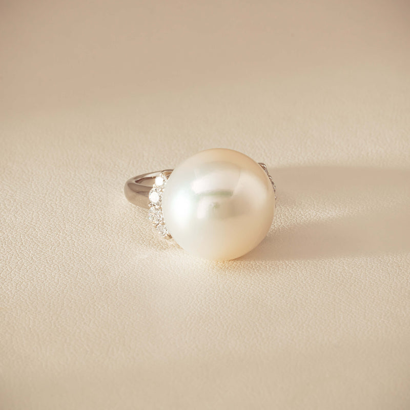 Deja Vu Platinum 16.7mm South Sea Pearl & Diamond Ring