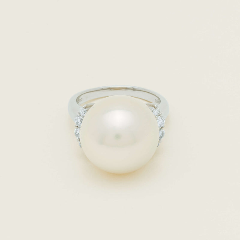 Deja Vu Platinum 16.7mm South Sea Pearl & Diamond Ring