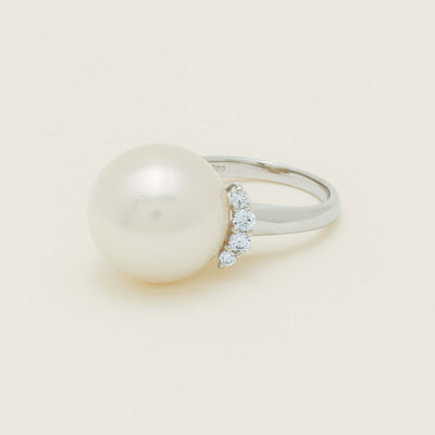 Deja Vu Platinum 16.7mm South Sea Pearl & Diamond Ring