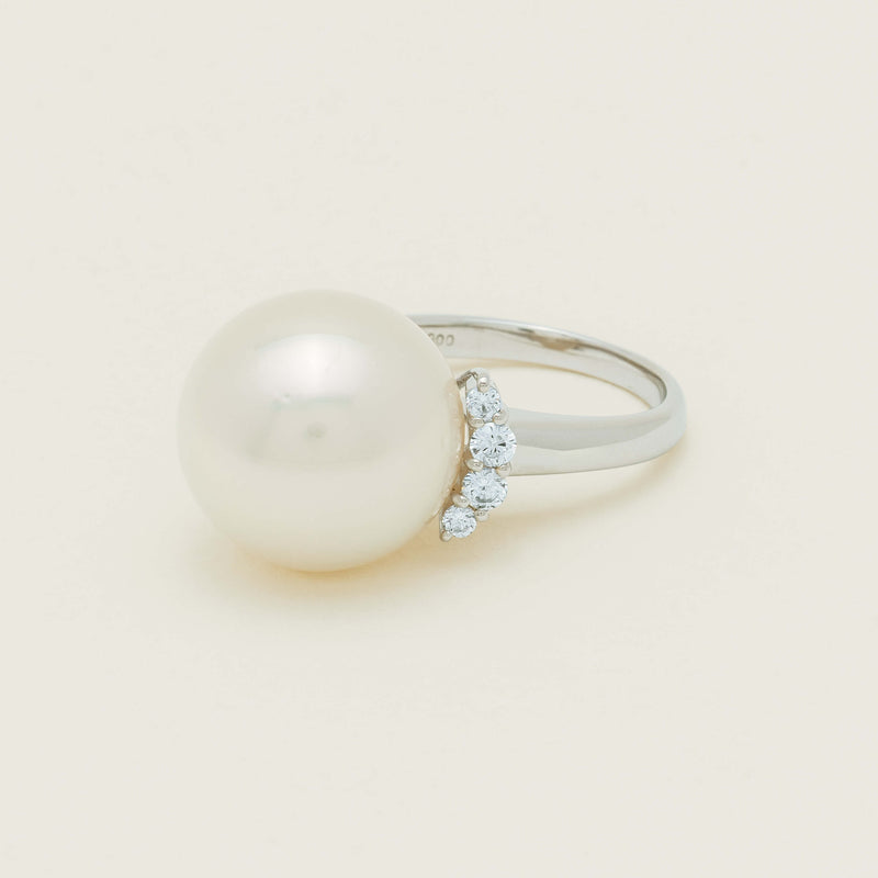 Deja Vu Platinum 16.7mm South Sea Pearl & Diamond Ring